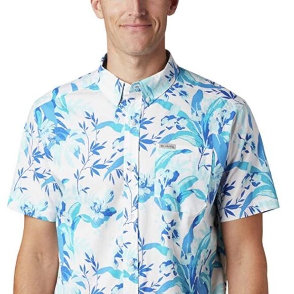 NWOT Columbia Men's Rapid Rivers Blue Floral Short Sleeve Shirt Small - Picture 5 of 10